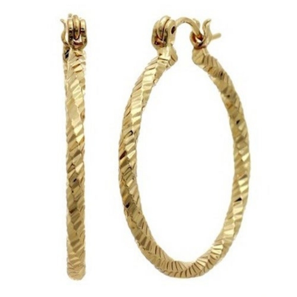 14k Gold Overlay 25mm Hoop Earrings - Picture 3 of 7